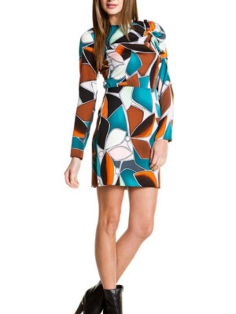 Diane Von Furstenberg Dresses Long Sleeve Silk Dress, Art Deco Style Print. SZ 4